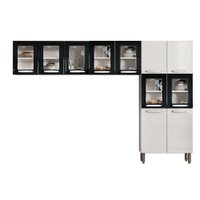Kit de Cozinha Modulada 3 Peças Evidence  (2 Armários + 1 Paneleiro) CPT62 Branco/Preto - Bertolini