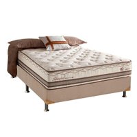 Cama Box Casal: Colchão Molas Herval Maxspring Istambul + Base CRC Suede Bege(138x188)