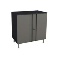 Bancada Multiuso p/ Área Serviço Balcão Multibox Aço 2 Portas c/Chave c/Tampo 80cm Preto/Cinza - Telasul