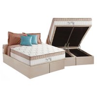 Cama Box Baú Queen: Colchão Molas Ensacadas Anjos MasterPocket King Best + Base CRC Suede Clean(158x198)