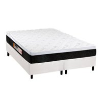 Cama Box Queen: Colchão Espuma D45 Castor Black e White Air + Base CRC Courano White(158x198)