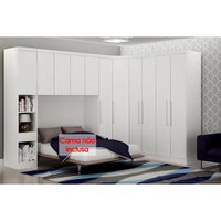 Quarto Modulado Rizon 6 Peças (1 Armário Ponte + 1 Closet + 3 Guarda Roupas + 1 Complemento) QC213 Branco