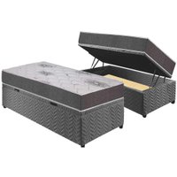 Cama Box Baú Solteiro: Colchão Espuma D33 Polar Pérola Premium + Base CRC Suede Gray(88x188)
