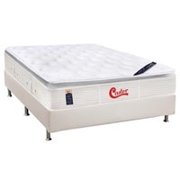 Cama Box Casal: Colchão Molas Pocket Ensacadas Castor  Gold Star Vitagel SLX + Base CRC Courano Branco(138x188)