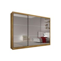 Guarda Roupa 3 Portas  de Correr e 6 Gavetas c/ Espelho Sollo Plus Cumaru - Novo Horizonte