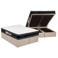 Cama Box Baú King: Colchão Espuma Castor D33 Black e White Double Face + Base CRC Suede Clean(193x203)