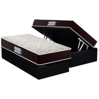 Cama Box Baú Solteiro: Colchão Espuma D33 Probel ProDormir Advanced + Base CRC Suede Black(88x188)