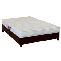 Cama Box Casal: Colchão Ortopédico Herval AG65 Frontier + Base CRC Suede Brown(138x188)