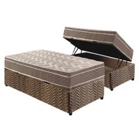 Cama Box Baú Solteiro: Colchão Espuma D33 Paropas / EP Confort Ultra Firme + Base CRC Suede Brown(88x188)