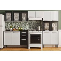 Cozinha Modulada Completa Evidence 4 Peças (2 Armários + 1 Balcão + 1 Paneleiro) C4P55 Branco/Preto - Bertolini