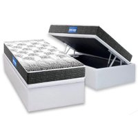 Cama Box Baú Solteiro: Colchão Espuma Probel D20 Guarda Costas Resistente Black + Base CRC Courano White(88x188)