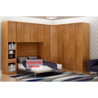 Quarto Modulado Rizon 6 Peças (1 Armário Ponte + 1 Closet + 3 Guarda Roupas + 1 Complemento) QC213 Freijo Cumaru