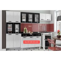 Kit de Cozinha Modulada 3 Peças Rubi (2 Armários + 1 Paneleiro) CPT108 Branco/Preto - Telasul