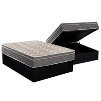 Cama Box Baú Casal: Colchão Anatômico Paropas D45 / EP Confort Mega Firme + Base CRC Suede Black(138x188)