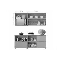 Armário de Cozinha Modulado Completa Marquesa 4 Peças Nature/Verde - Nesher
