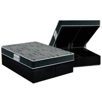 Cama Box Baú Queen: Colchão Espuma D33 Probel ProDormir Advanced Mega Resistente + Base CRC Suede Black(158x198)