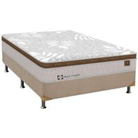 Cama Box Casal: Colchão Molas Sealy Posturepedic Doux Confort + Base Courano Bege(138x188)