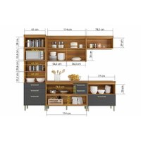 Cozinha Modulada Completa Princesa 4 Peças (1 Armário + 2 Balcões + 1 Paneleiro) C4P16 Freijo/Off White - Nesher