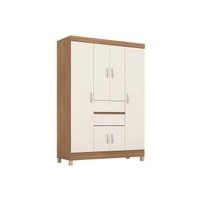 Guarda Roupa 6 Portas e 2 Gavetas Ecom II Amêndola/Off White - Demóbile