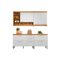 Kit de Cozinha Modulada 4 Peças Burguesa Premium   (2 Armários + 2 Balcões) C4P14 Freijó/Branco - Nesher
