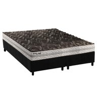 Cama Box Baú Queen: Colchão Espuma Paropas D33 Pasquale Plus Euro Pillow + Base CRC Suede Grey(158x198)
