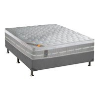Cama Box Casal: Colchão Molas Pocket Ensacadas Castor  Premium Gel + Base CRC Suede Cinza(138x188)