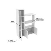 Balcão Lavanderia Multiuso BL-3304 c/ 3 Portas e Nicho p/ Microondas 96cm Branco - Tecno Mobili