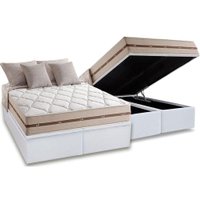 Cama Box Baú Queen: Colchão Molas Anjos MasterPocket Ensacadas Classic + Base CRC Courano White(158x198)