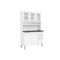 Kit de Cozinha Compacta Evidence c/ 6 Portas ( 3 c/ Vidro) e 2 Gavetas 120cm Branco - Bertolini