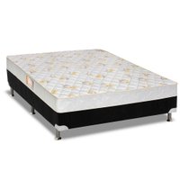 Cama Box Casal: Colchão Espuma Castor D28 Sleep Max + Base CRC Suede Black(138x188)