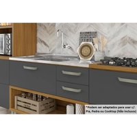 Cozinha Modulada Completa Princesa 4 Peças (1 Armário + 2 Balcões + 1 Paneleiro) C4P16 Freijo/Grafite - Nesher