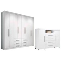 Guarda Roupa Master 8.6 + Cômoda Master 2.4 Branco - Santos Andirá