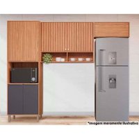 Cozinha Completa Divina 3 Peças (2Aéreos+1Paneleiro) CZ045 Freijo/Titanium - MGM