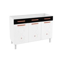 Módulo Cozinha Telasul Mirage New   3 Portas e 3 Gavetas s/ Tampo Branco/Preto