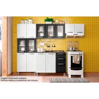 Cozinha Completa Múltipla 4 Peças (2 Armários + 1 Balcão + 1 Paneleiro) C4P75 Branco/Preto - Bertolini
