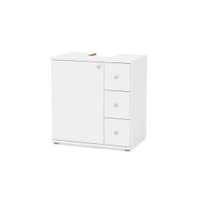 Bancada de Banheiro 3386 1 Porta e 3 Gavetas c/Pé 60cm cor Branco - Politorno