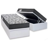 Cama Box Baú Solteiro: Colchão Ortopédico Ortobom D33 / EP ISO 100 Ultra Firme + Base CRC Courano White(88x188)