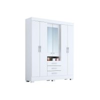 Guarda Roupa Solteiro 6 Portas e 3 Gavetas c/ Espelho Débora 1 Branco - ACP