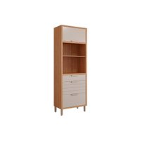 Paneleiro de Cozinha Eloise Duplo Forno c/2 Gavetas e 2 Portas Basculantes Riscadas 70 cm Freijo/Off White - MGM
