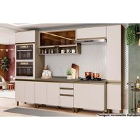 Cozinha Modulada Henn Connect 8 Peças (2 Armários + 2 Balcões + 2 Paneleiros + 2 Complementos) C8P09 Duna/Cristal