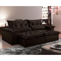 Sofá Retrátil Reclinável p/ Sala Ouro Preto 3 Lugares 200 cm Jolie 11-Veludo Marrom - Montano