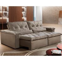 Sofá Retrátil Reclinável p/ Sala Ouro Preto 3 Lugares 200 cm Jolie 2-Veludo Capuccino - Montano
