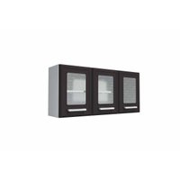 Módulo Cozinha Bertolini Gourmet Armário  7009 3 Portas c/Vidro Branco/Preto