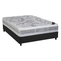 Cama Box Casal: Colchão Molas Ensacadas Castor Pocket Super luxo Látex Plush Double Face + Base CRC Suede Gray(138x188)