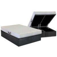 Cama Box Baú Queen: Colchão Ortopédico Herval D28 / AG65 Frontier + Base CRC Suede Gray(158x198)