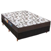 Cama Box Casal: Colchão Espuma D45 Polar Pérola Fort Black + Base CRC Rústico Black(138x188)