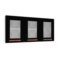 Módulo Cozinha Telasul Mirage New Armário  3 Portas c/ Vidro Branco/Preto