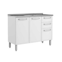 Gabinete de Cozinha Modulado  c/ Pia Evidence 7025 3 Portas 2 Gavetas Branco - Bertolini