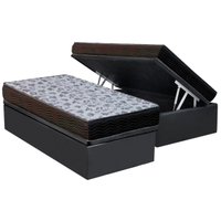 Cama Box Baú Solteiro: Colchão Anatômico Ortobom D33 / EP ISO 100 Ultra Firme + Base CRC Suede Gray(88x188)
