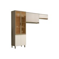 Kit de Cozinha Completa 3 Peças Connect  (2 Armários + 1 Cristaleira) CPT13 Duna/Cristal - Henn